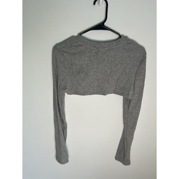 Grey Lab Los Angelos Women's Medium Grey Pullover Sweater Bolero Cropped - Picture 3 of 4